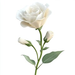 Elegant white eustoma blossom with delicate buds.