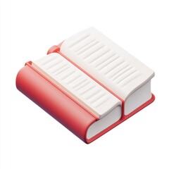 Open, red book with white pages, a 3D isometric representation.