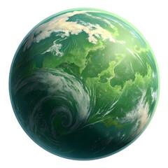 Lush Green Planet Stunning Fantasy World Background Image isolated on transparent background