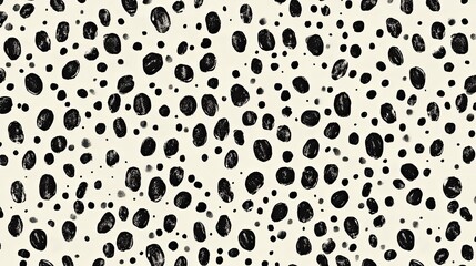 Dalmatian Spots Abstract Black  Cream Pattern.