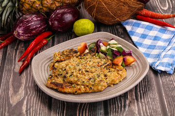 Tasty chicken steak with vegetables