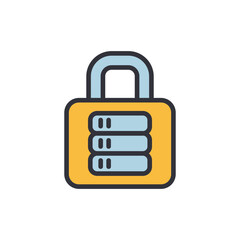Database security colored icons, minimalist vector illustration ,simple transparent graphic element .Isolated on white background