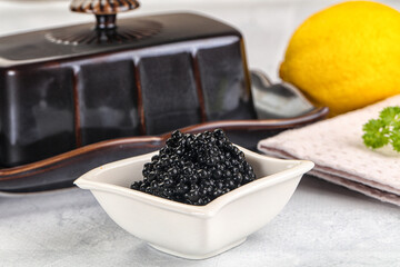 black sturgeon caviar in the bowl