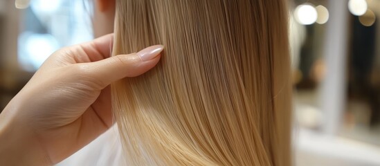 Fototapeta premium Salon Blonde Hair Inspection