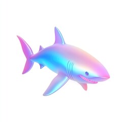 Fototapeta premium A vibrant, iridescent shark design against a white backdrop.