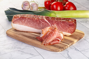 Dry parma pork meat piece