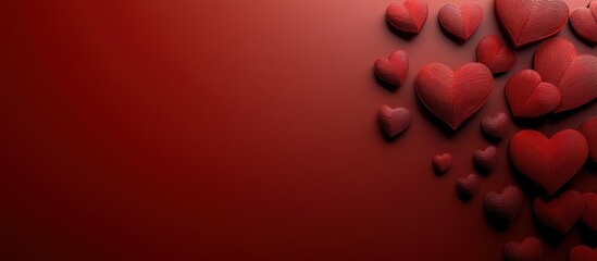 Red hearts on dark red background, Valentine's Day card