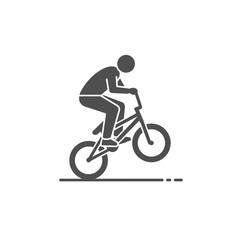 Obraz premium BMX Rider in Action: A dynamic silhouette of a BMX rider executing a wheelie, captured in a stylized, graphic illustration, emphasizing movement and adventure.