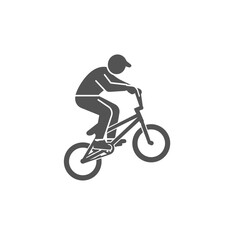 Fototapeta premium BMX Rider Icon: A stylized illustration depicts a BMX rider in action, showcasing a dynamic pose and a sense of movement, suitable for sports-themed designs.