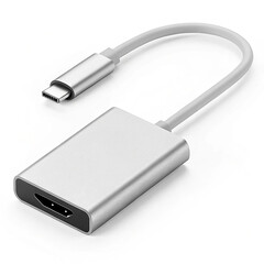 Fototapeta premium USB C to HDMI adapter on white background