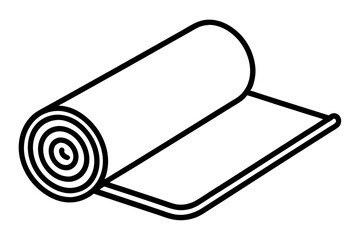 Floor Mat Rolled Line Art Vector Illustration