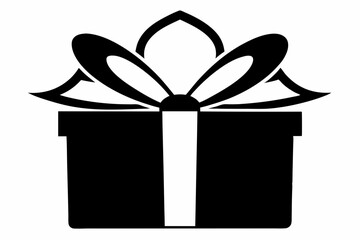 Gift Box Tied Silhouette Vector Illustration Black