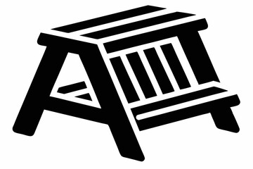 Folding Step Stool Silhouette Vector Illustration