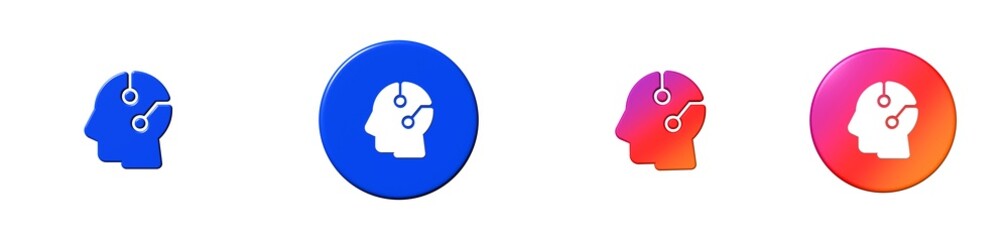 head circuit phosphor 3D icon