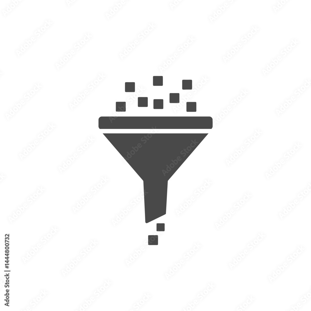 Poster funnel icon: depicting the process of filtering or sorting data.