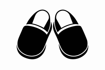 Slippers Pair Silhouette Vector Illustration Black