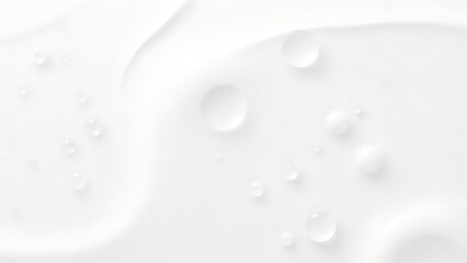 白いクリームテクスチャと透明な球体のマクロ