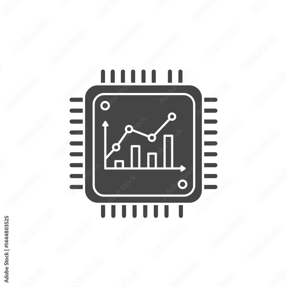 Poster data processor: a detailed illustration of a data processor, with a chart of statistical analysis in