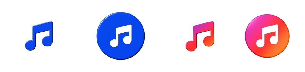 music notes phosphor 3D icon