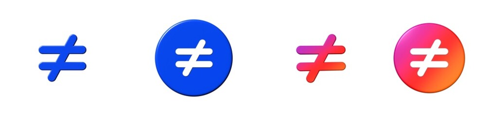 not equal interface essential 3D icon