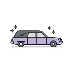 Iconic purple hearse vehicle illustration with shining details  