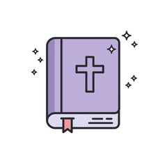 Obraz premium Icon of a Bible with a Cross in a Simple, Colorful Style 