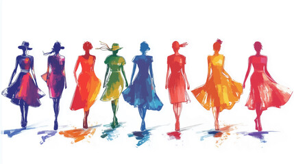 Fashion models sketch, vector illustration, on white background.