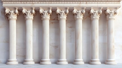 Naklejka premium Elegant marble columns with intricate carvings showcase architectural legacy