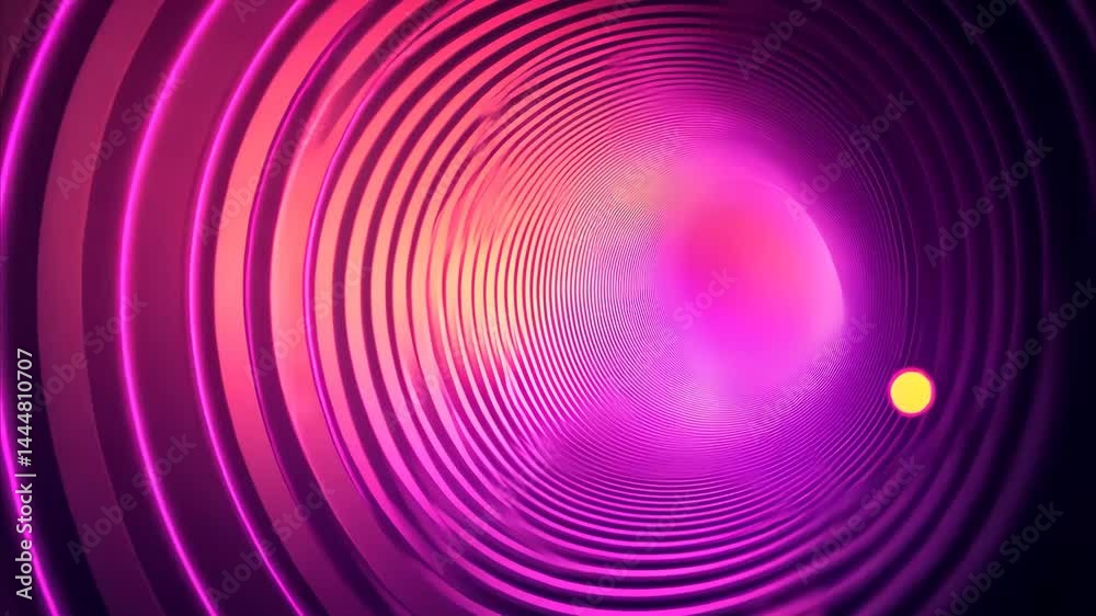 Leinwandbilder Retro synthwave glowing circle background creates vibrant atmosphere with neon colors and intricate patterns, Retro 80s synthwave glowing circle background