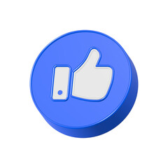 Thumbs up like icon symbol 3d rendering