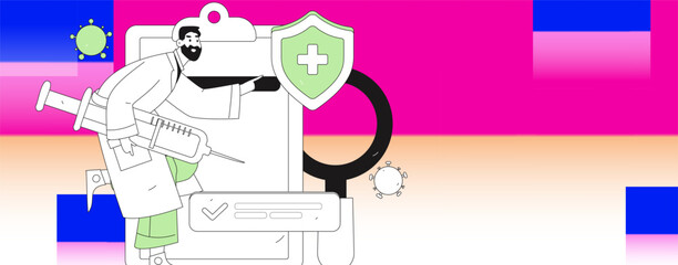 Doctor examines patient flat vector concept operation hand drawn illustration
