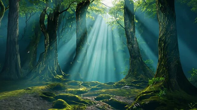 Plant nature magic green forest in cinematic view