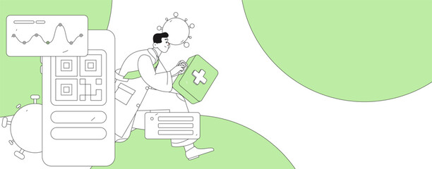 Doctor examines patient flat vector concept operation hand drawn illustration
