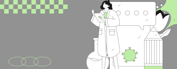 Doctor examines patient flat vector concept operation hand drawn illustration
