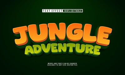 Editable jungle adventure text effect, vibrant and wild for exciting designs.