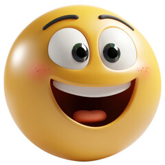 Fototapeta premium Cheerful Emoji with expressive eyes: A vibrant, smiling emoji exudes joy and positivity, its expressive eyes conveying happiness, in a photorealistic style