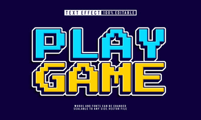 Editable play game text effect with pixel font style for retro vibes.