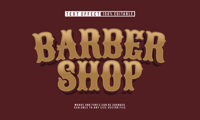 Editable barber shop text effect with shave salon and haircut style.