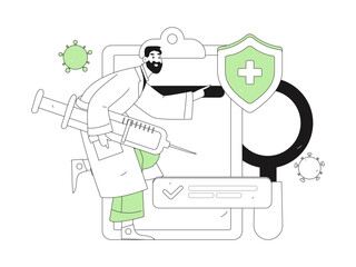 Doctor examines patient flat vector concept operation hand drawn illustration
