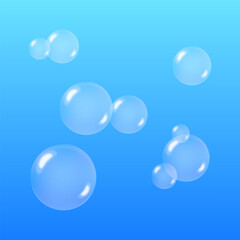 A set of colorful and colorful soap bubbles to create a design. Isolated, transparent, realistic soap bubbles on a transparent background.