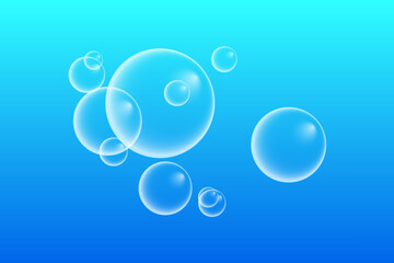 A set of colorful and colorful soap bubbles to create a design. Isolated, transparent, realistic soap bubbles on a transparent background.