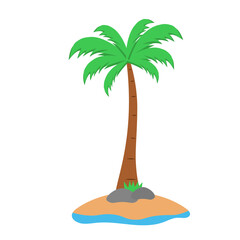 Tropical island with palm trees and sandy beaches, coconut trees