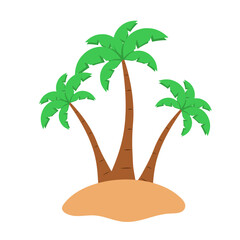 Tropical island with palm trees and sandy beaches, coconut trees