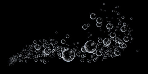 A set of colorful and colorful soap bubbles to create a design. Isolated, transparent, realistic soap bubbles on a transparent background.