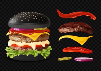 Modern Realistic Smash burger Ingredients