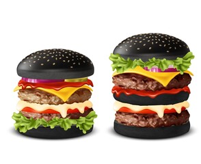 Realistic Smash burger with white background