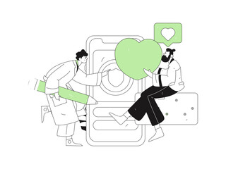 Doctor examines patient flat vector concept operation hand drawn illustration

