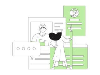 Doctor examines patient flat vector concept operation hand drawn illustration
