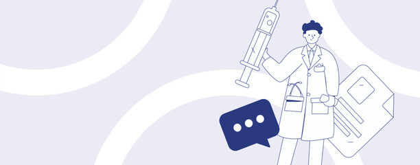 Doctor examines patient flat vector concept operation hand drawn illustration
