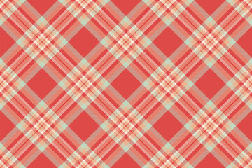 Vibrant diagonal plaid pattern in coral, peach, and mint green. Perfect for textile design, website backgrounds, or festive branding.